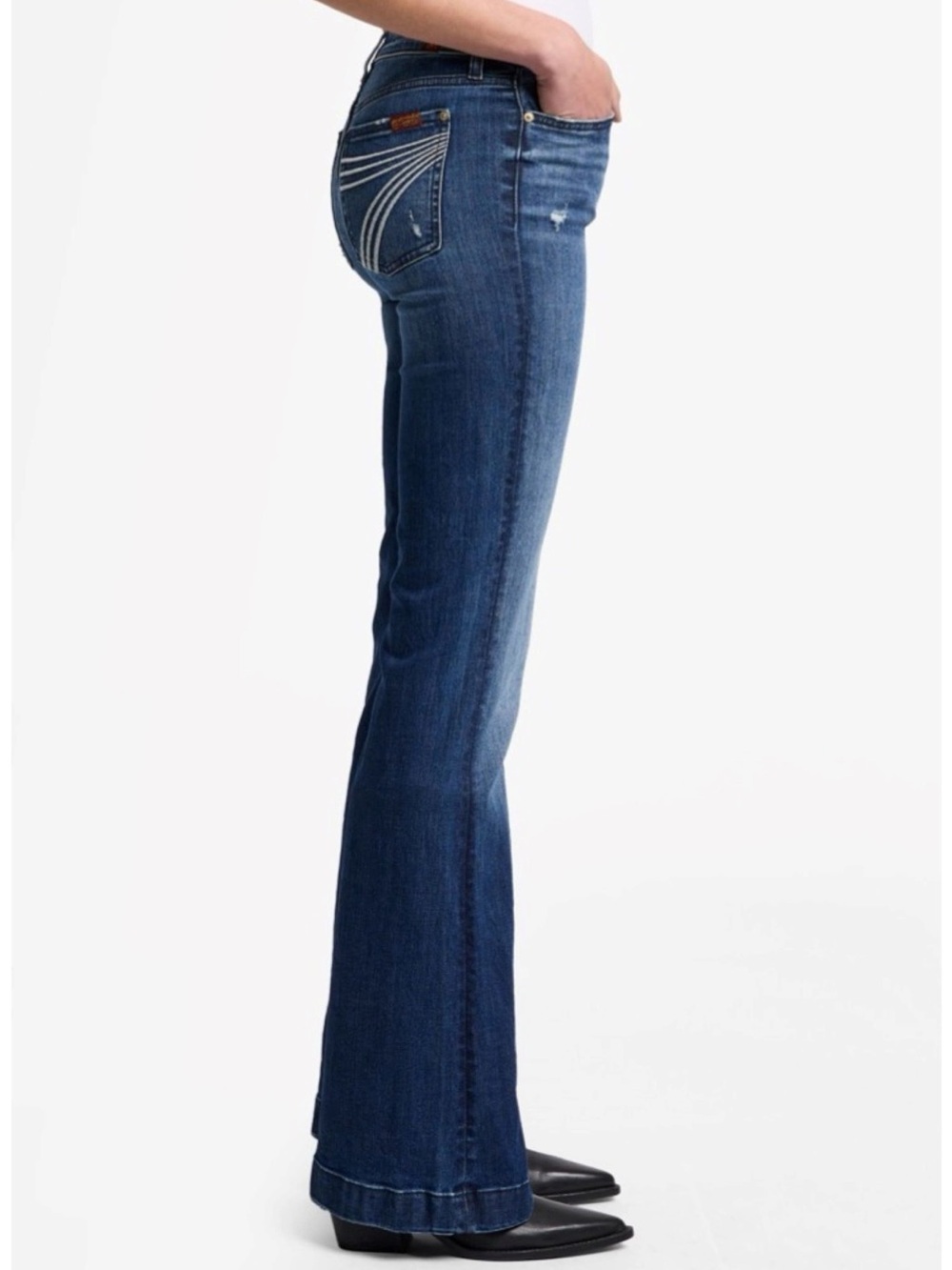 7 For All Mankind NWOT Dojo Mid-Rise Flare Jeans Size 28 - Picture 4 of 4